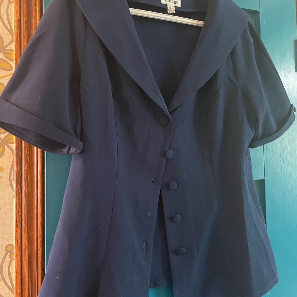 Navy blue Coco Blouse Unique Vintage